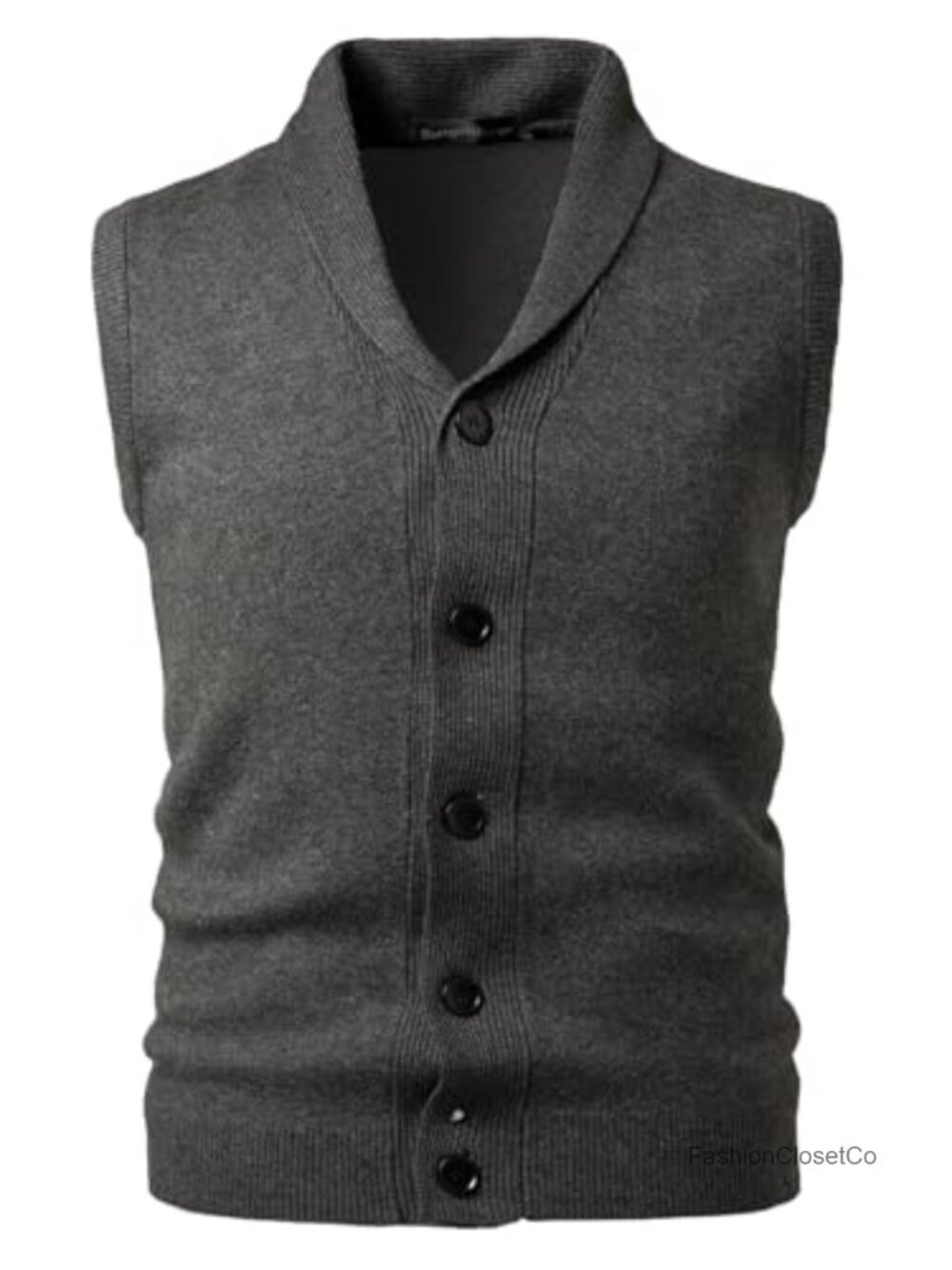Men's Shawl Collar Sweater Vest Sleeveless Knit Button Cardigan